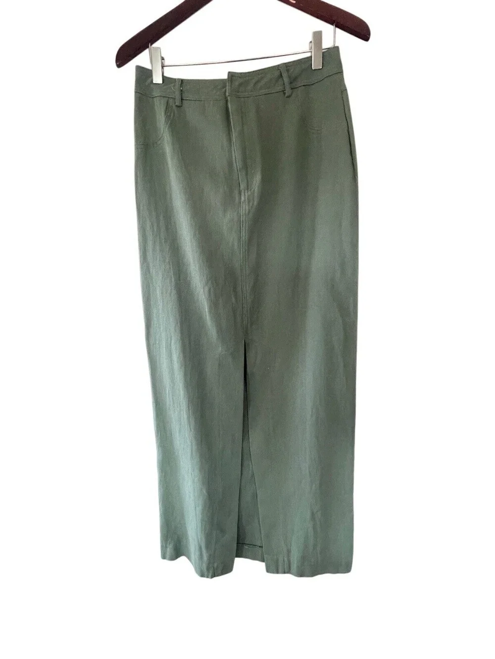 Cherry Mellow Women's Green Denim 100% Cotton Long Skirt Size M